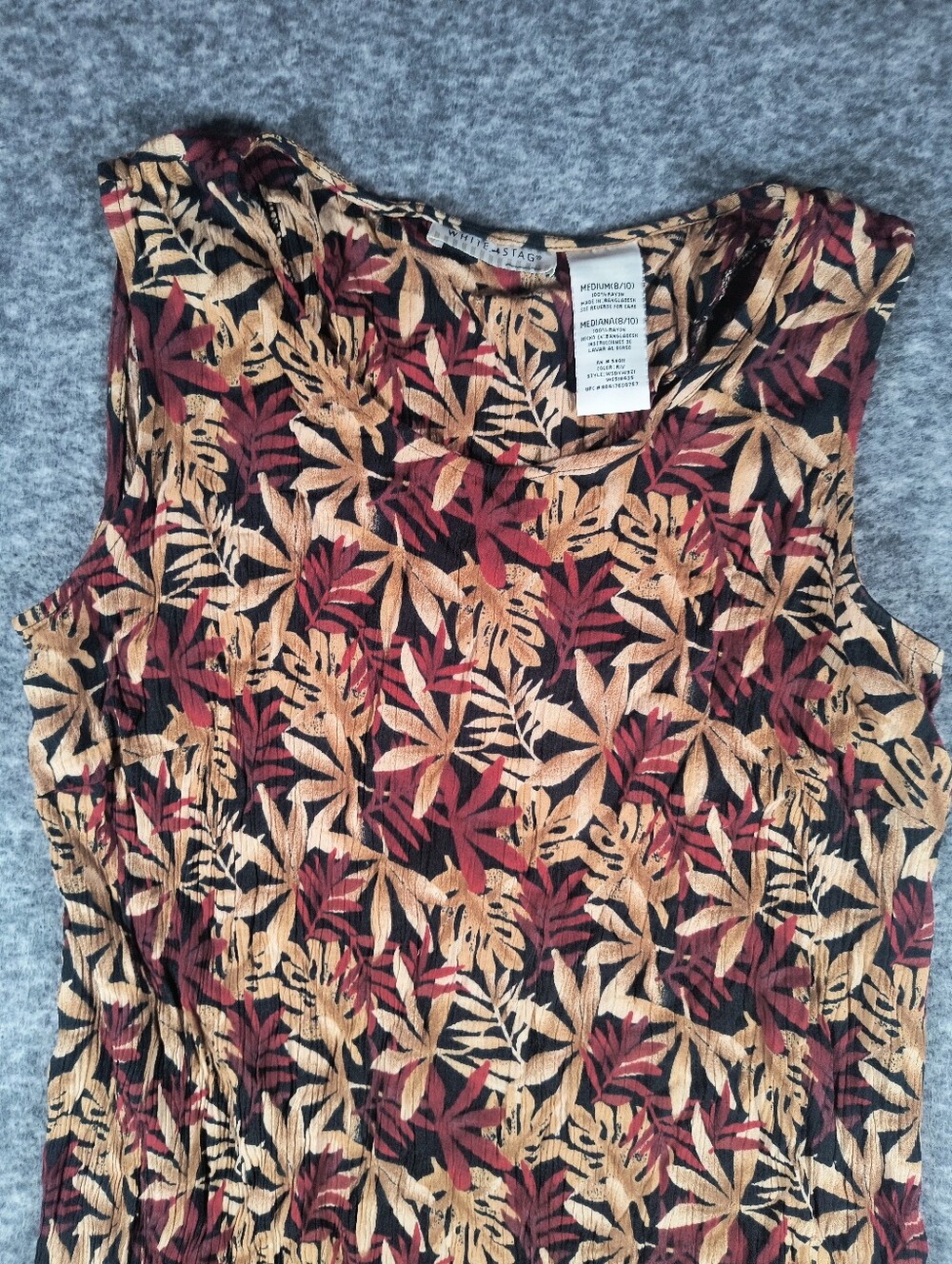 🔥Bundle 2 For $7🔥 Vintage white stag crinkle rayon midi dress, women's medium - Picture 5 of 13